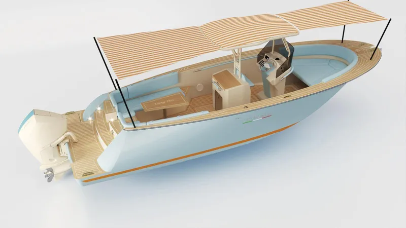 Slide: The Image of 2025 Lilybaeum Levanzo 25 Lounge Deck boat with canopy and modern design. - 39