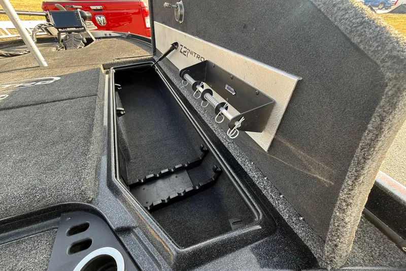 Slide: The Image of Open storage compartment in 2019 Nitro Z21 Pro boat, showcasing interior space and design. - 49