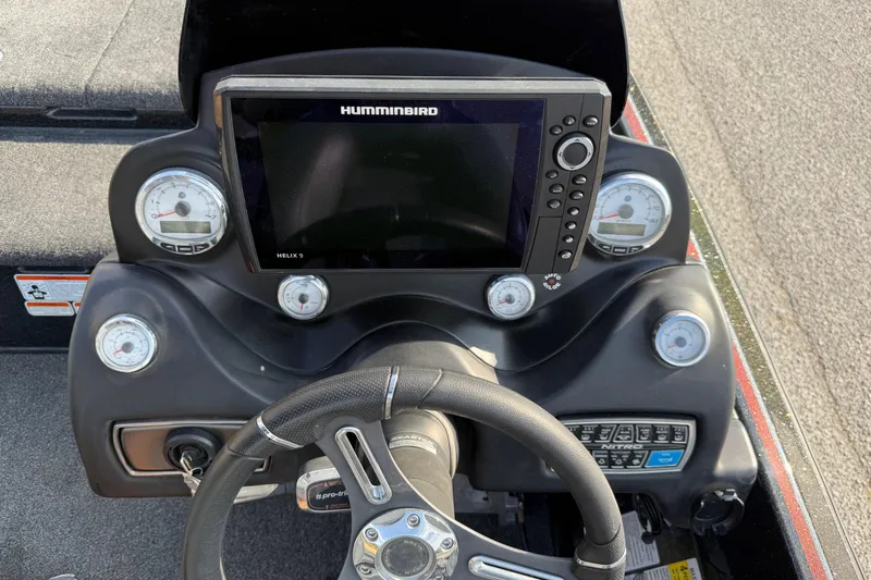 Slide: The Image of Dashboard of 2019 Nitro Z21 Pro boat with Humminbird Helix 9 display and gauges. - 62