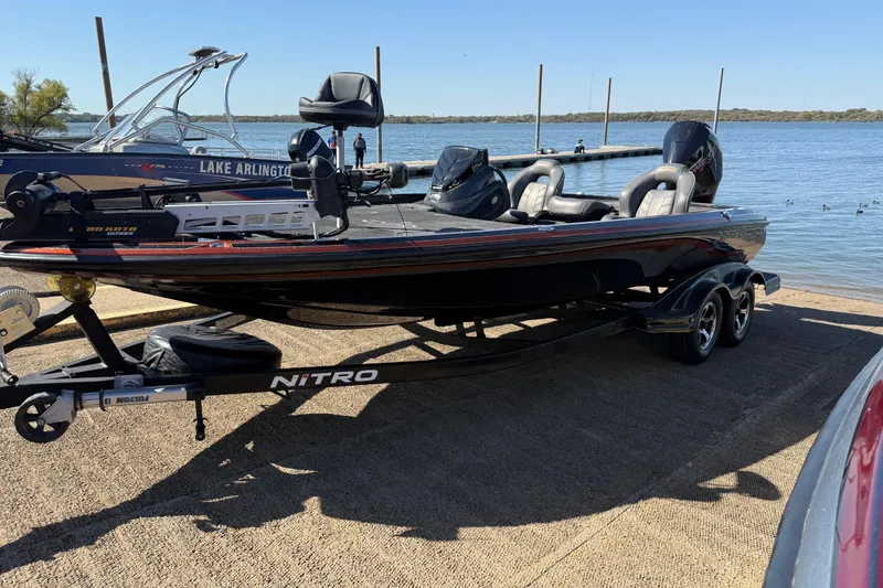 Slide: The Image of 2019 Nitro Z21 Pro boat on trailer by Lake Arlington. - 77