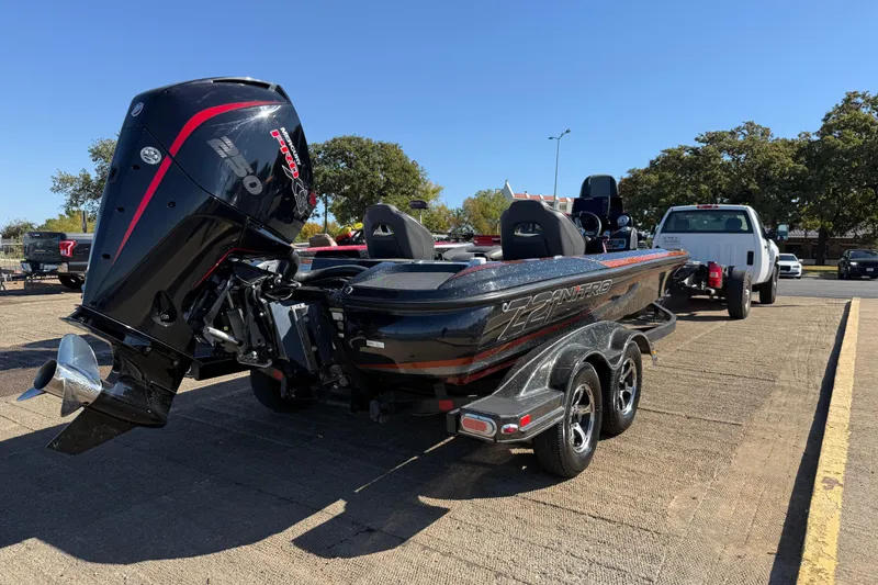 Slide: The Image of 2019 Nitro Z21 Pro bass boat with powerful outboard motor on trailer. - 83