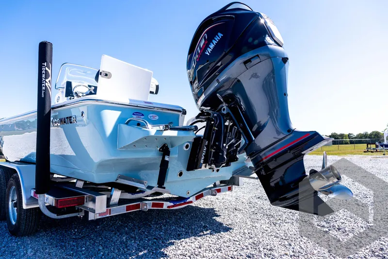 Slide: The Image of 2026 Tidewater 2110 Bay Max boat with Yamaha outboard engine on a trailer. - 19