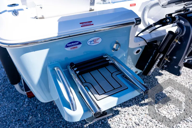 Slide: The Image of 2026 Tidewater 2110 Bay Max boat with Yamaha PowerMatched system and swim platform. - 23