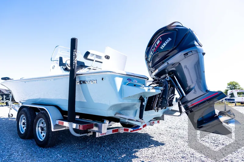 Slide: The Image of 2026 Tidewater 2110 Bay Max boat with Yamaha engine on trailer. - 25