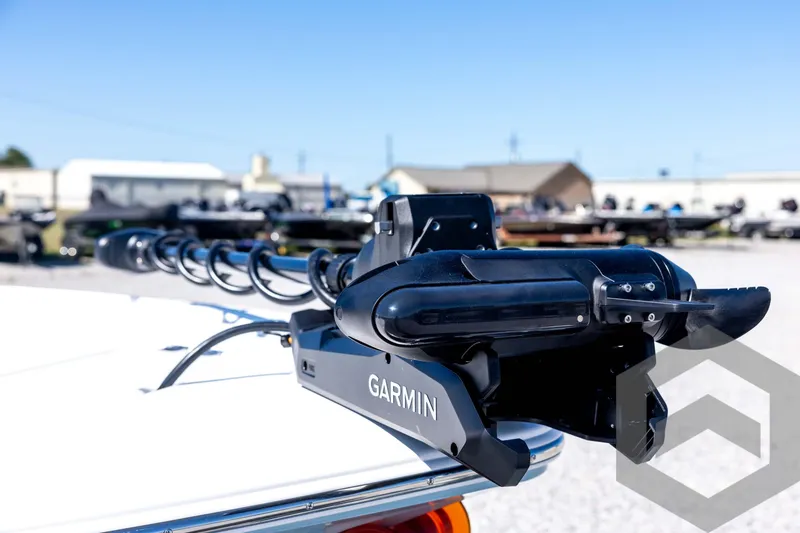 Slide: The Image of 2026 Tidewater 2110 Bay Max with Garmin trolling motor, outdoor setting. - 31