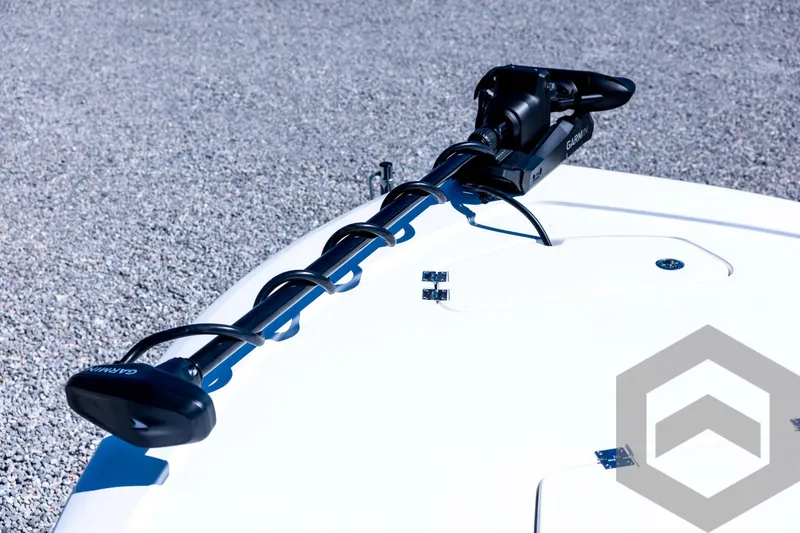 Slide: The Image of 2026 Tidewater 2110 Bay Max boat with Garmin trolling motor on deck. - 35