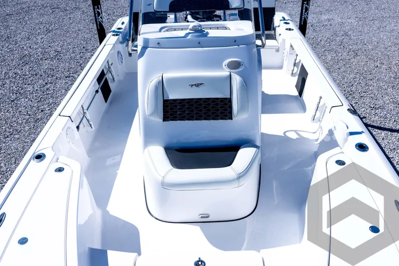 Slide: The Image of 2026 Tidewater 2110 Bay Max boat interior with sleek seating and modern design. - 42