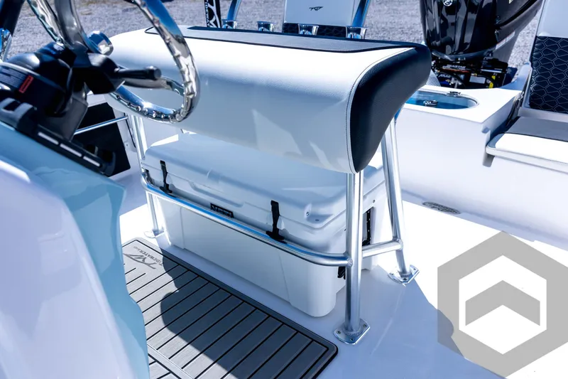 Slide: The Image of 2026 Tidewater 2110 Bay Max boat interior with seating and storage. - 60