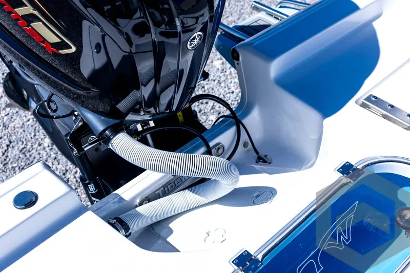 Slide: The Image of 2026 Tidewater 2110 Bay Max boat engine and deck details. - 73