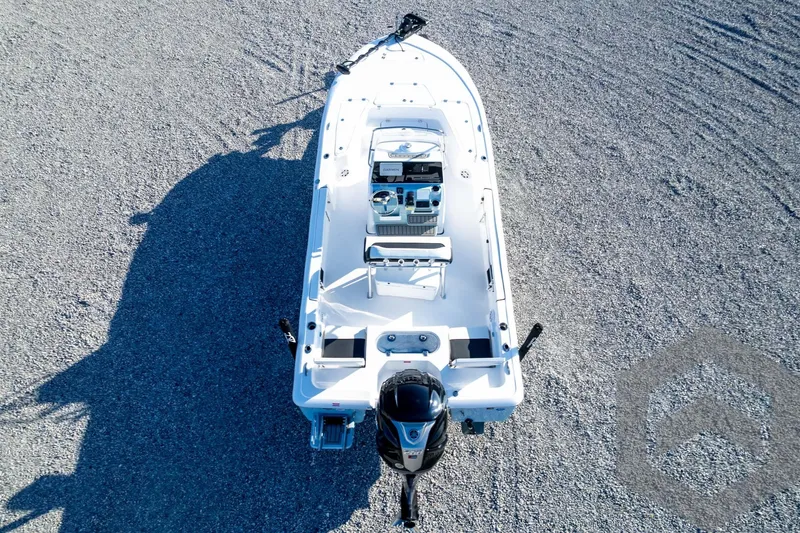 Slide: The Image of Overhead view of 2026 Tidewater 2110 Bay Max boat on gravel surface. - 79