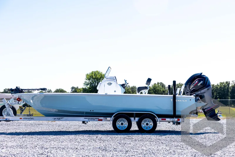 Slide: The Image of 2026 Tidewater 2110 Bay Max boat on trailer, side view, outdoors. - 8