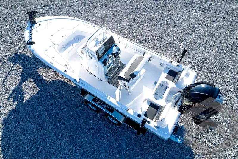 Slide: The Image of 2026 Tidewater 2110 Bay Max boat on trailer, aerial view. - 80