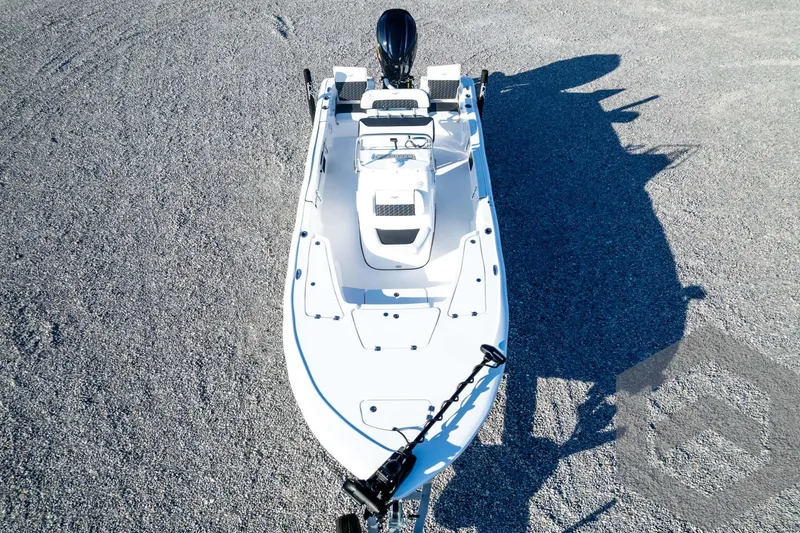 Slide: The Image of 2026 Tidewater 2110 Bay Max boat, aerial view on gravel surface. - 83