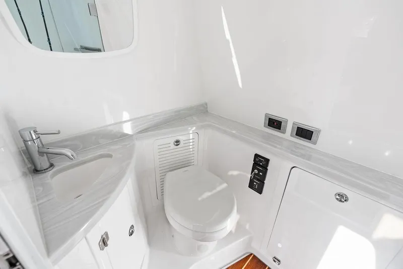 Slide: The Image of Luxurious bathroom in 2025 HCB 53 Suenos RXV yacht, featuring modern fixtures and sleek design. - 40
