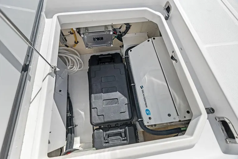 Slide: The Image of 2025 HCB 53 Suenos RXV boat compartment with Seakeeper 6 stabilizer system. - 42