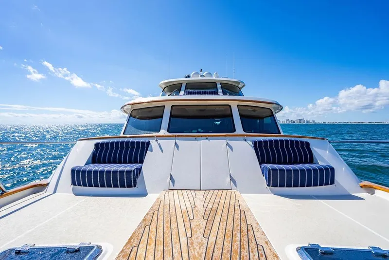 Slide: The Image of Luxurious 2015 Marlow 66E-CB yacht cruising on a sunny ocean day. - 48
