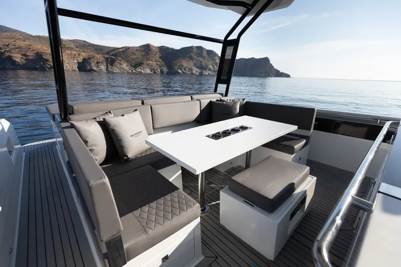 Slide: The Image of 2026 De Antonio Yachts D36 interior with modern kitchen and sleek design. - 10
