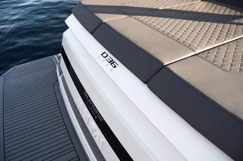 Slide: The Image of 2026 De Antonio Yachts D36 with dual V10 engines, showcasing advanced marine engineering. - 6