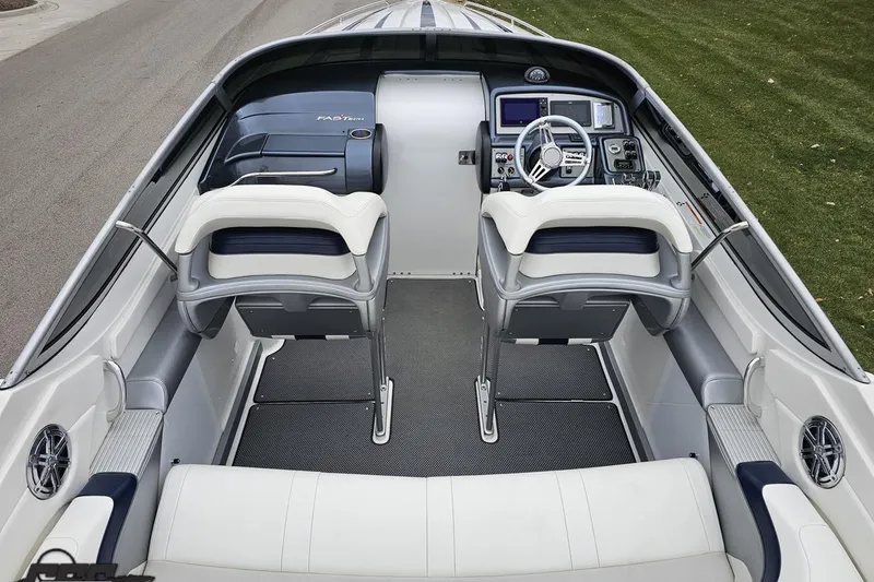 Slide: The Image of Close-up of a 2019 Formula 292 FASTech boat propeller, featuring Bravo I branding. - 32