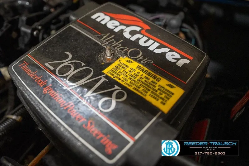 Slide: The Image of MerCruiser Alpha One engine in 1987 Sea Ray Sorrento 21 boat, featuring 260 V8 power. - 41