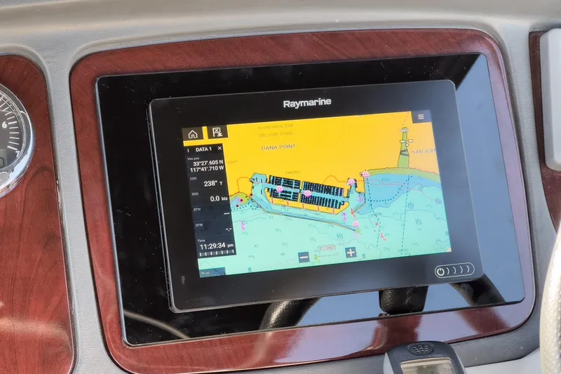 Slide: The Image of Raymarine navigation display on 2011 Meridian 341 Sedan yacht dashboard. - 8