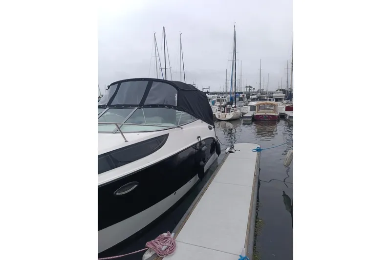 Slide: The Image of Bayliner 255 Cruiser 2010 docked at marina with other boats in background. - 35