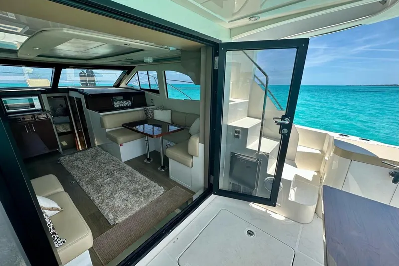 Slide: The Image of Luxurious interior of 2017 Carver C40 yacht with ocean view and modern amenities. - 11