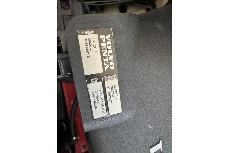 Slide: The Image of Volvo Penta engine label on 2005 Regal 3360 Window Express boat. - 45