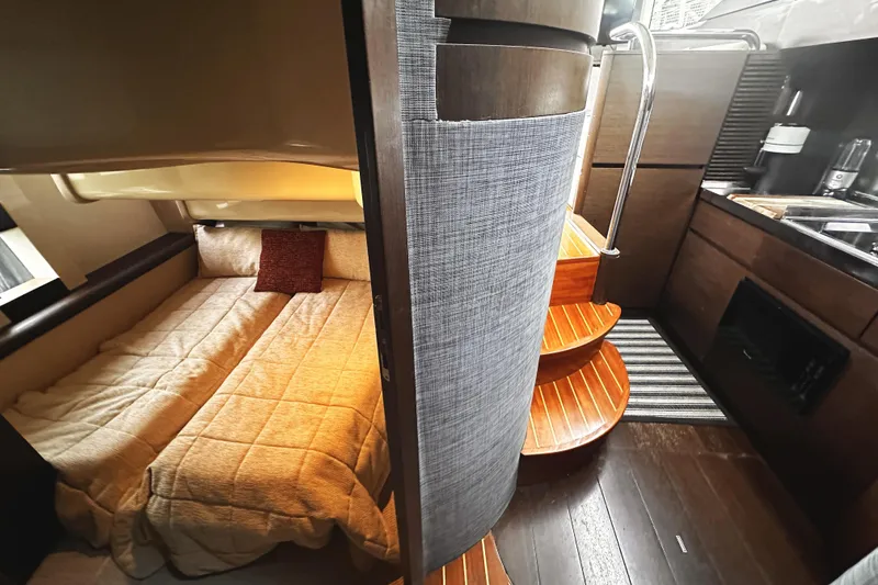 Slide: The Image of Luxurious bedroom interior of 2007 Azimut 43S yacht with cozy bedding. - 29