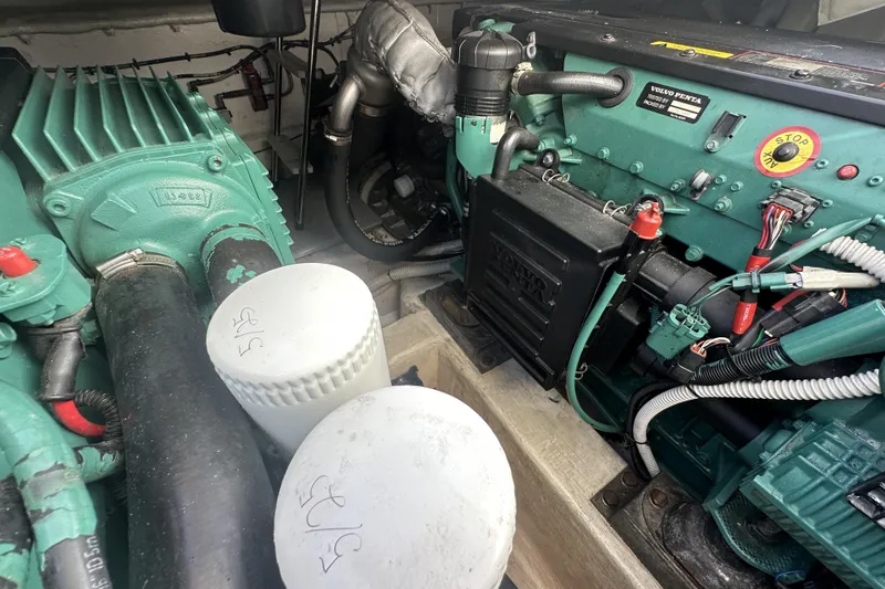 Slide: The Image of Engine compartment of a 2007 Azimut 43S yacht with Volvo Penta components. - 38