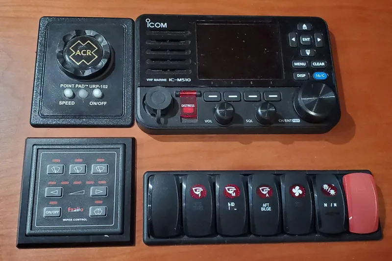 Slide: The Image of Stainless steel double drawer refrigerator in 2021 Sabre 45 Salon Express yacht kitchen. - 17