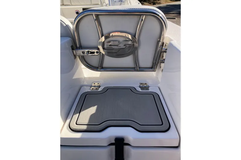 Slide: The Image of 2024 Sea Fox 248 Commander boat interior with stainless steel and cushioned seating. - 9