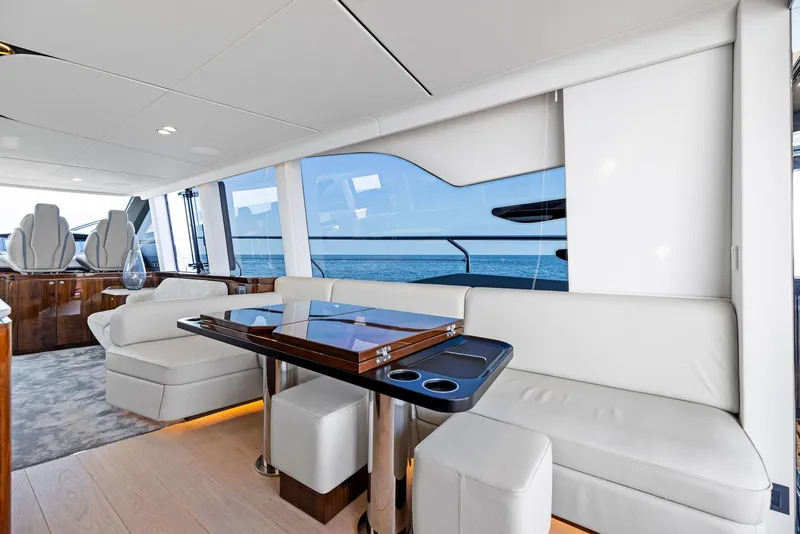 Slide: The Image of Luxurious interior of 2024 Fairline Squadron 68 yacht with ocean view. - 27