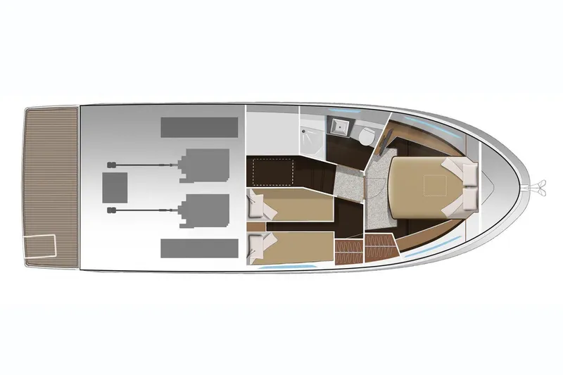 Slide: The Image of Manufacturer Provided Image: 2018 Jeanneau Velasco 37F boat layout with cabin, bathroom, and engine room. - 19