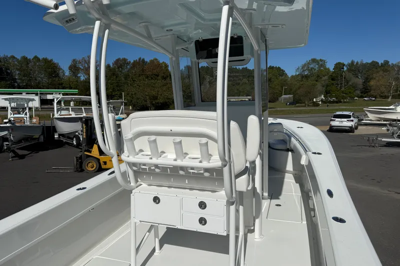 Slide: The Image of 2025 Pair Customs 28 Center Console boat with sleek white design and spacious deck. - 6