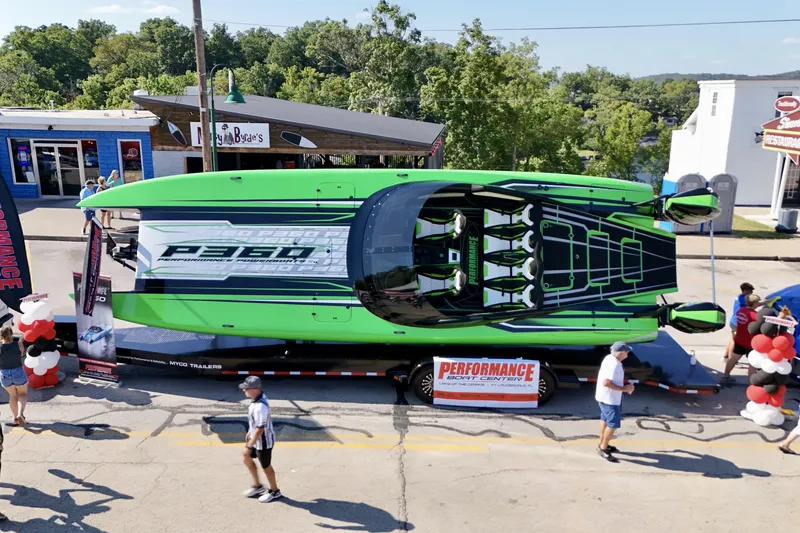The Image of 2025 Performance Powerboats P360 in vibrant green at Performance Boat Center. - 0