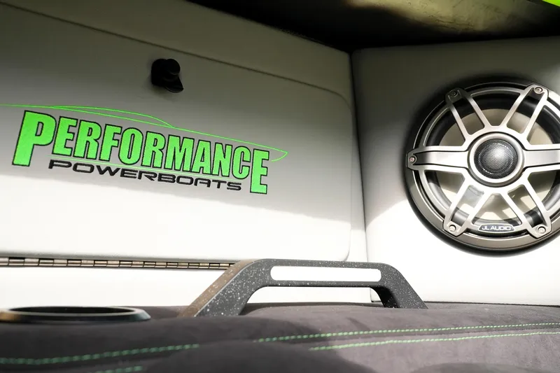 Slide: The Image of 2025 Performance Powerboats P360 interior with JL Audio speaker system. - 18