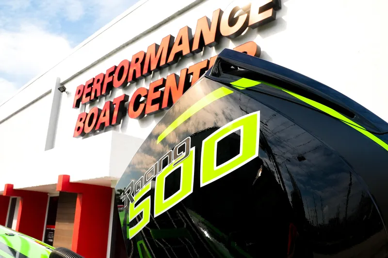 Slide: The Image of 2025 Performance Powerboats P360 at Performance Boat Center, featuring Racing 500 engine. - 23