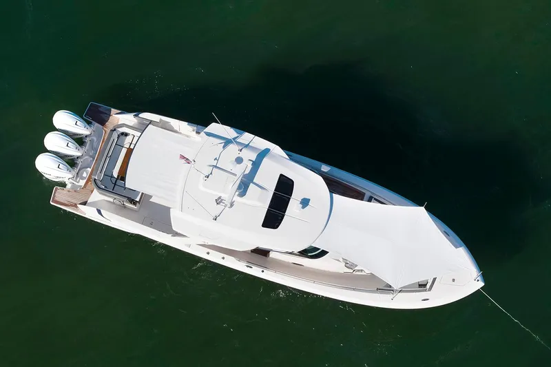 Slide: The Image of Manufacturer Provided Image: Aerial view of a 2022 Tiara Yachts 43 LS luxury boat on water. - 38