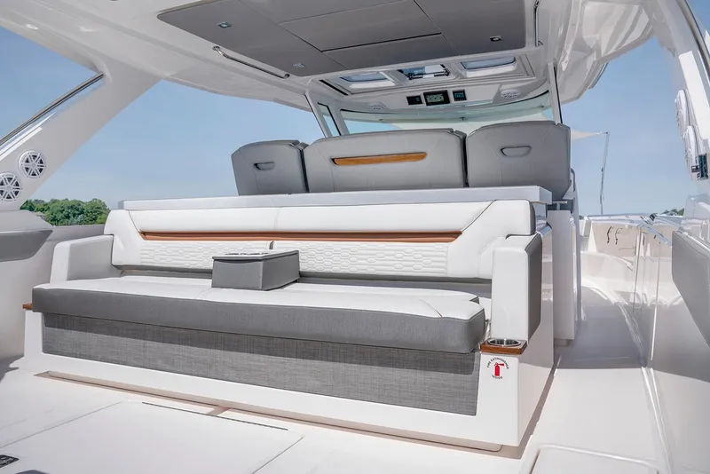 Slide: The Image of Manufacturer Provided Image: 2022 Tiara Yachts 43 LS luxury yacht interior with modern seating. - 46
