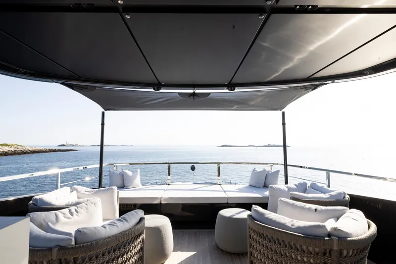Slide: The Image of Luxurious outdoor kitchen on 2025 Riva 130' Bellissima yacht with sleek countertops. - 23
