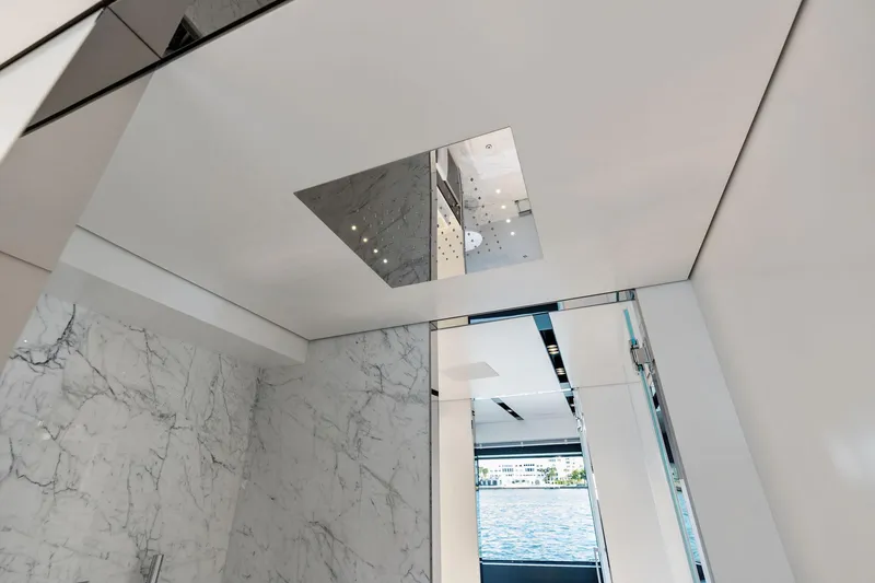 Slide: The Image of Luxurious interior of 2025 Riva 130' Bellissima yacht with marble walls and modern design. - 69