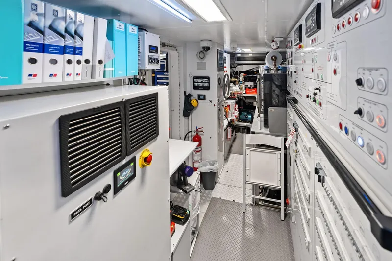 Slide: The Image of Control room of 2025 Riva 130' Bellissima yacht, featuring advanced equipment and organized layout. - 90