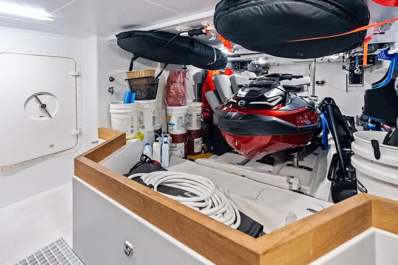 Slide: The Image of Storage area of 2025 Riva 130' Bellissima yacht with jet ski and equipment. - 97