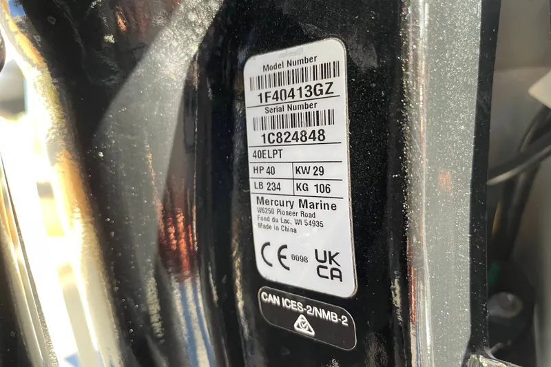 Slide: The Image of Label on Mercury Marine engine, model 40ELPT, 40 HP, for Mako Pro Skiff 13 CC 2026. - 54