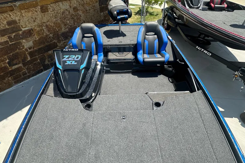 Slide: The Image of 2026 Nitro Z20 XL Pro boat with dual seats and sleek design. - 10