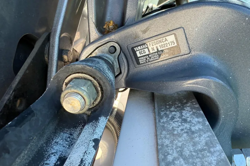 Slide: The Image of Close-up of Yamaha F250NCA motor part on 1998 Grady-White Advance 247 boat. - 12