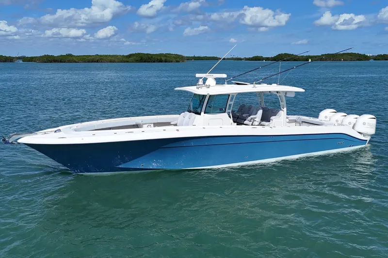 The Image of 2017 HCB 42 Siesta boat on calm blue water under a clear sky. - 0