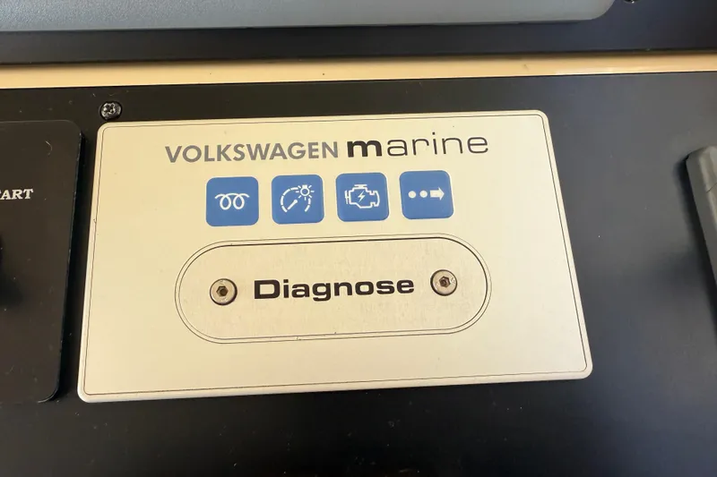 Slide: The Image of Volkswagen Marine diagnostic panel on a 2013 Greenline 33 boat. - 56