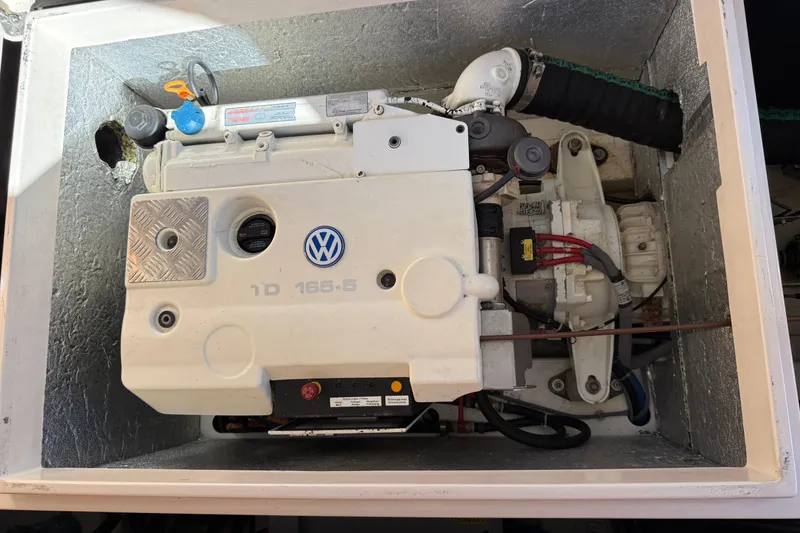 Slide: The Image of Engine compartment of a 2013 Greenline 33 boat with Volkswagen marine engine. - 88